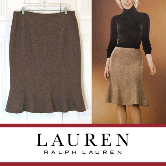 Lauren Ralph Lauren | Flair Hem Wool Blend Tweed Skirt - Picture 1 of 6